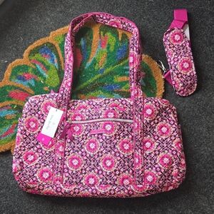 Vera Bradley Pink Duffle Tote Bag with Vibrant Pattern